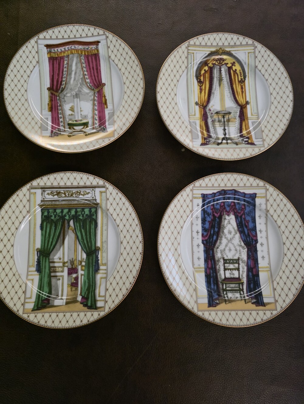 Lot Of 4 Fitz And Floyd Decorative Plates--"Interieurs lll"